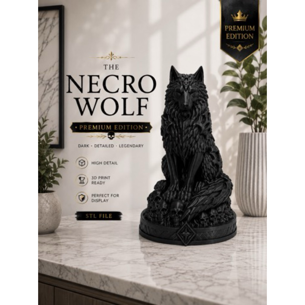 Tượng Sói Đầu Lâu In 3D Decor Dark Fantasy