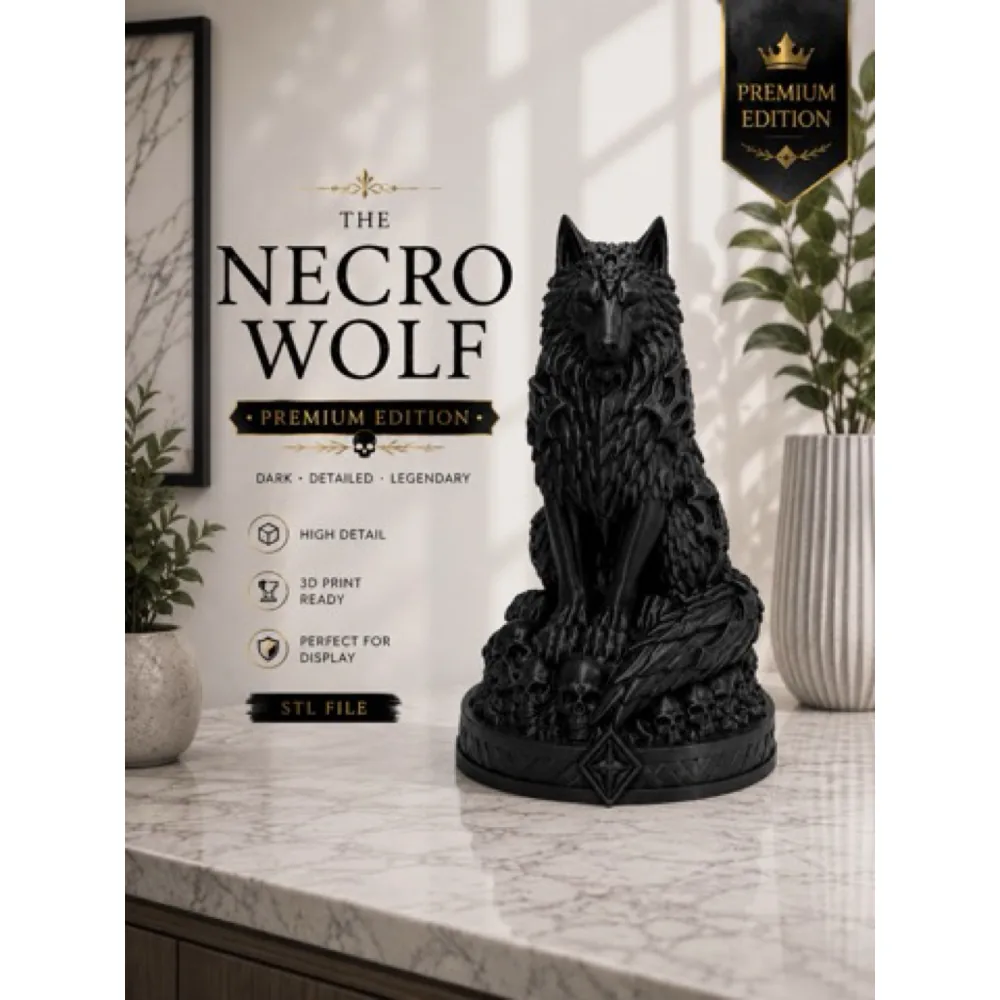 Tượng Sói Đầu Lâu In 3D Decor Dark Fantasy